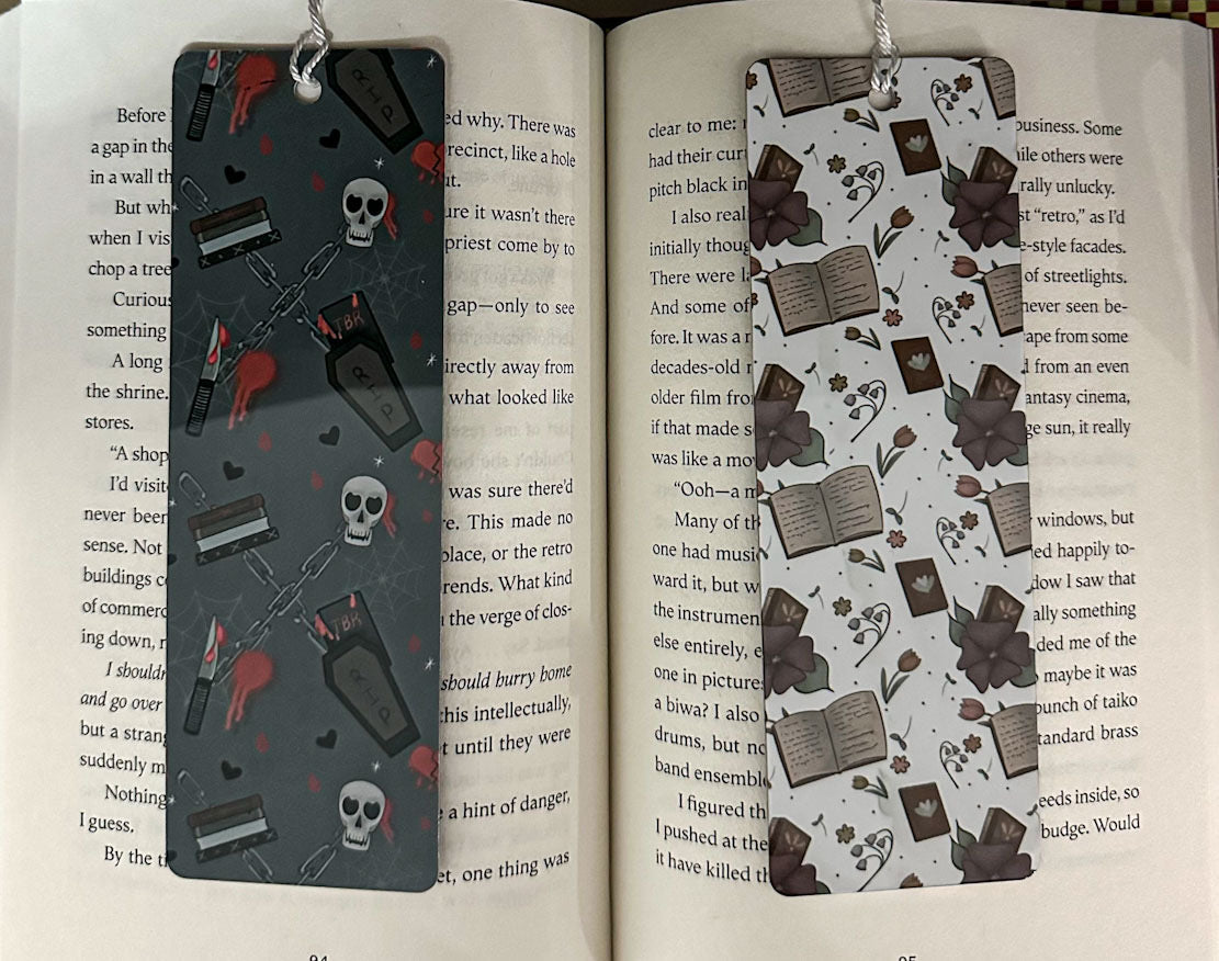 Metal Bookmark - new, larger size - Spooky + Sweet Reader