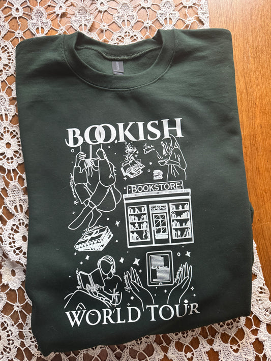 Bookish World Tour Crewneck Sweatshirt in FOREST