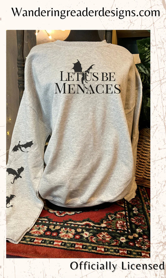 Cozy Officially Licensed FOURTH WING "Let Us Be Menaces" Ash Sweatshirt