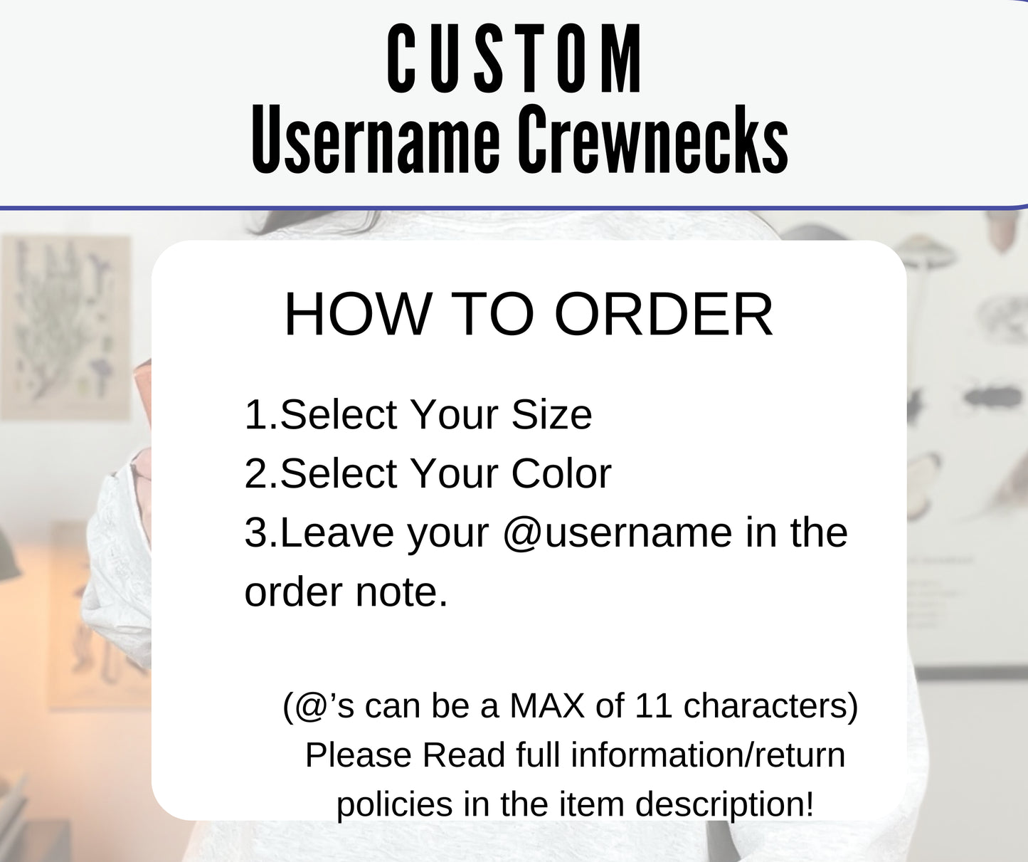 CUSTOM ORDER Book Dragon Username Personalized Crewneck