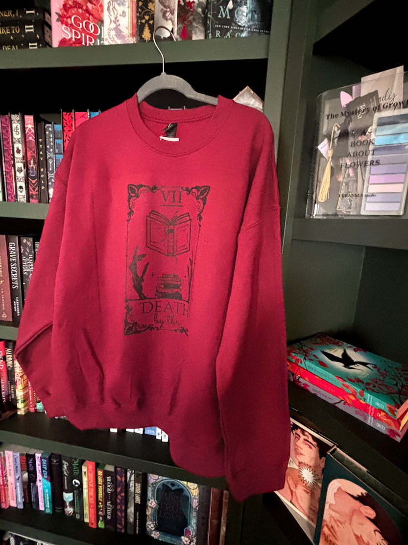 Death by TBR Crewneck Sweatshirt in Garnet