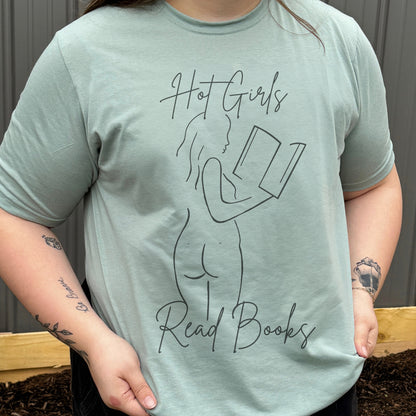 Hot Girls Read Books Tee on slate (Imagination Library Charity Item)
