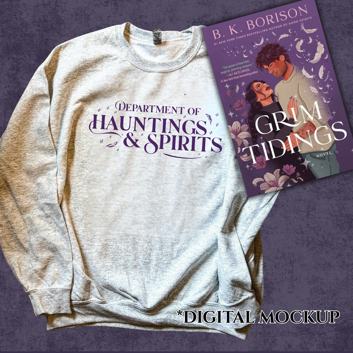 Grim Tidings crewneck “Gabriel’s Version” Deep Purple on Ash Grey