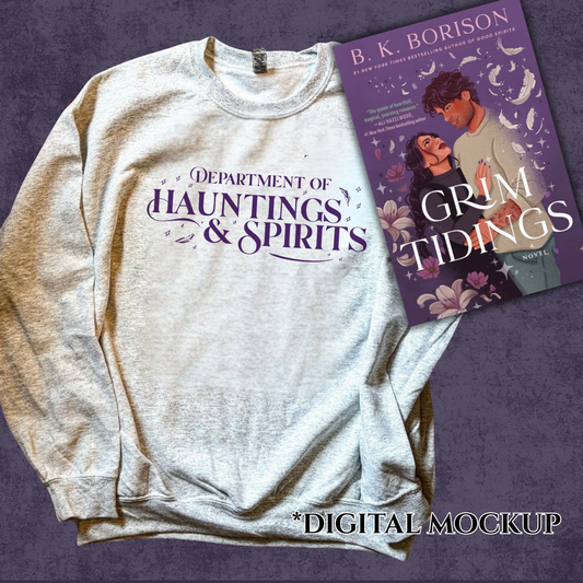 Grim Tidings crewneck “Gabriel’s Version” Deep Purple on Ash Grey