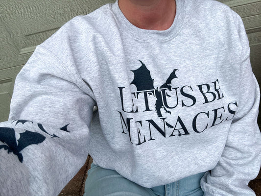 Cozy Officially Licensed FOURTH WING "Let Us Be Menaces" Ash Sweatshirt