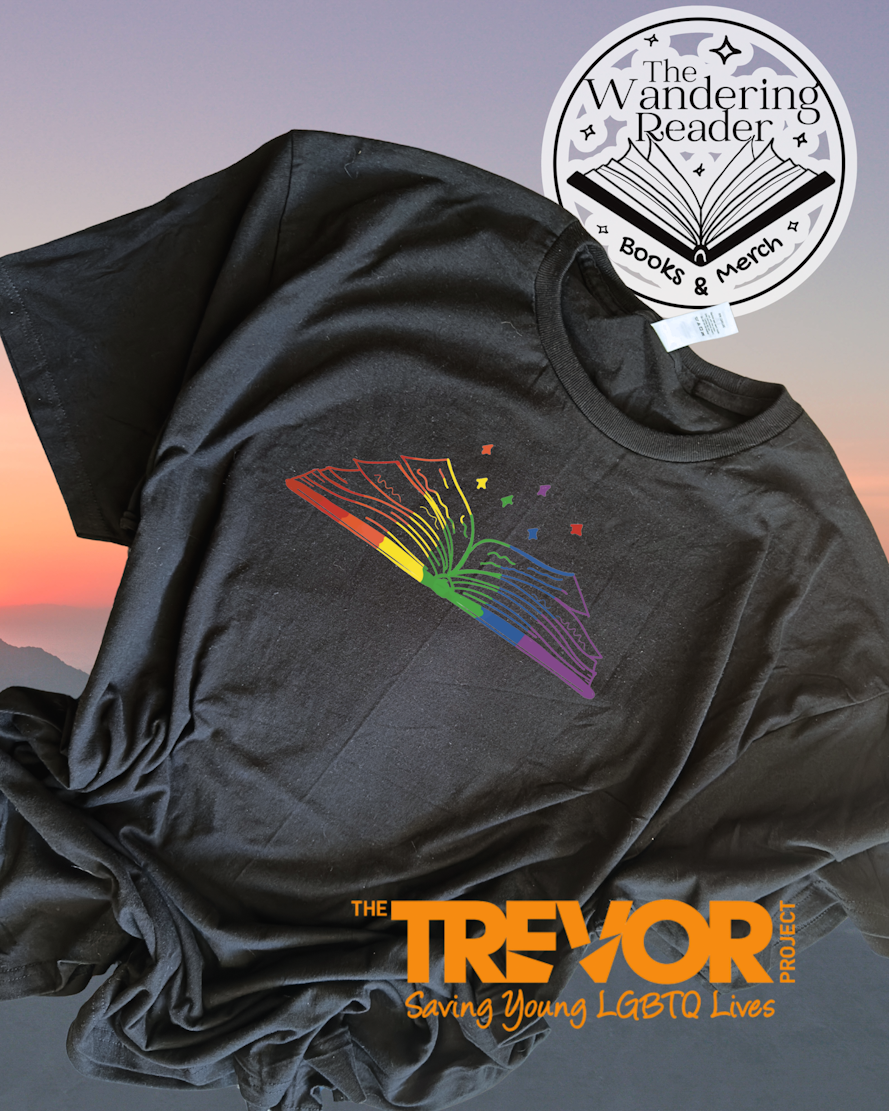 PRIDE Rainbow Book Tee on Midnight(The Trevor Project Charity Item)