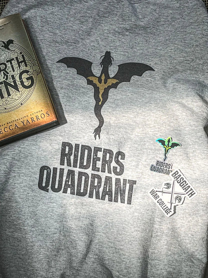 Officially Licensed FOURTH WING Basgiath Riders Quadrant Ash Grey Crewneck Sweatshirt