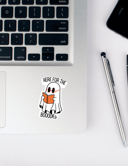 Here for the Books Ghost Matte Sticker 1.9x3