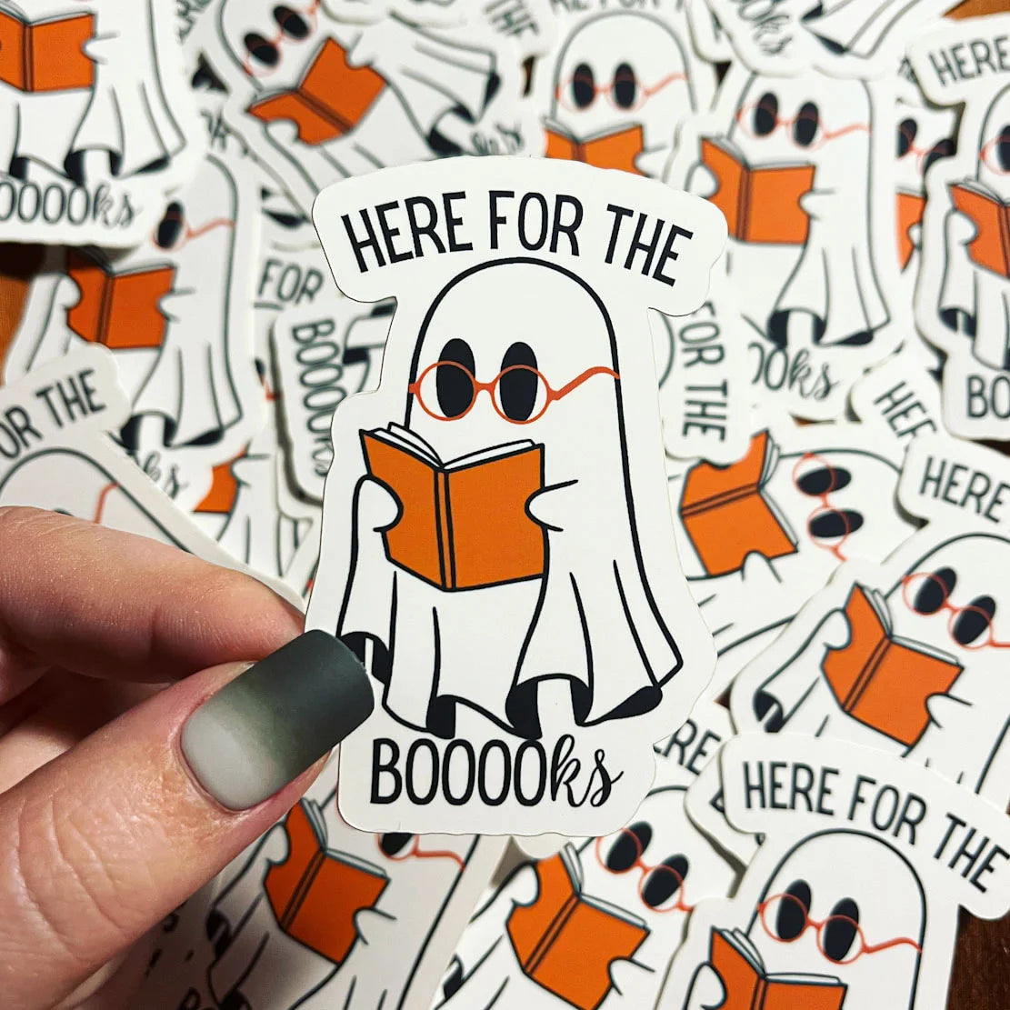 Here for the Books Ghost Matte Sticker 1.9x3