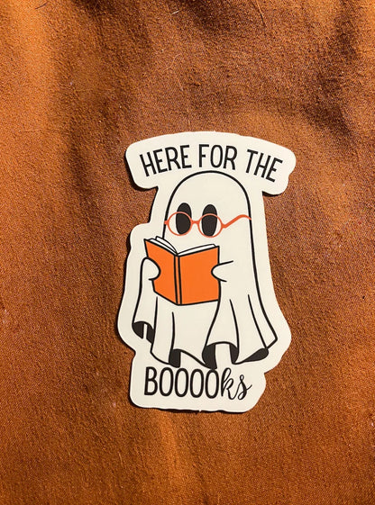 Here for the Books Ghost Matte Sticker 1.9x3