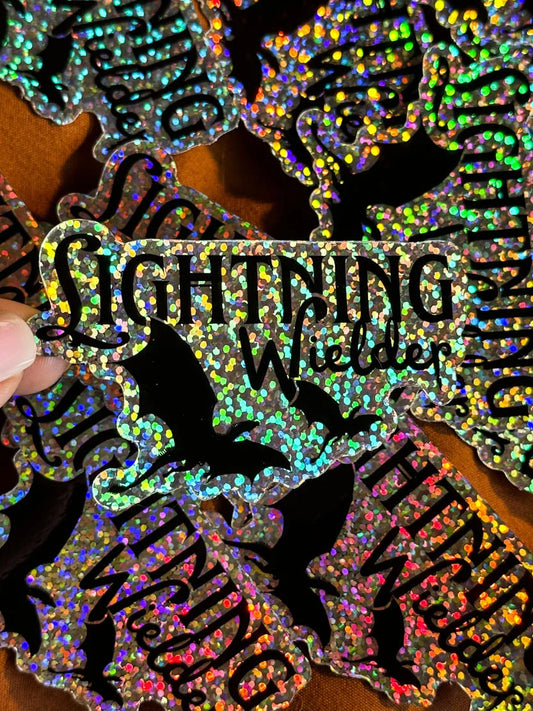 OFFICIALLY LICENSED Fourth Wing GLITTER Lightning Wielder Sticker 3x1.88