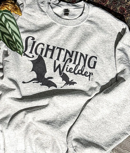 Officially Licensed FOURTH WING Lightning Wielder Ash Grey Crewneck Sweatshirt