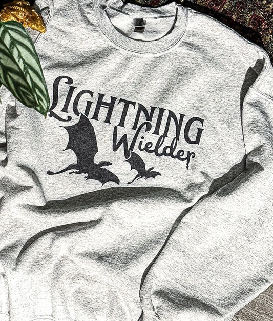 Officially Licensed FOURTH WING Lightning Wielder Ash Grey Crewneck Sweatshirt