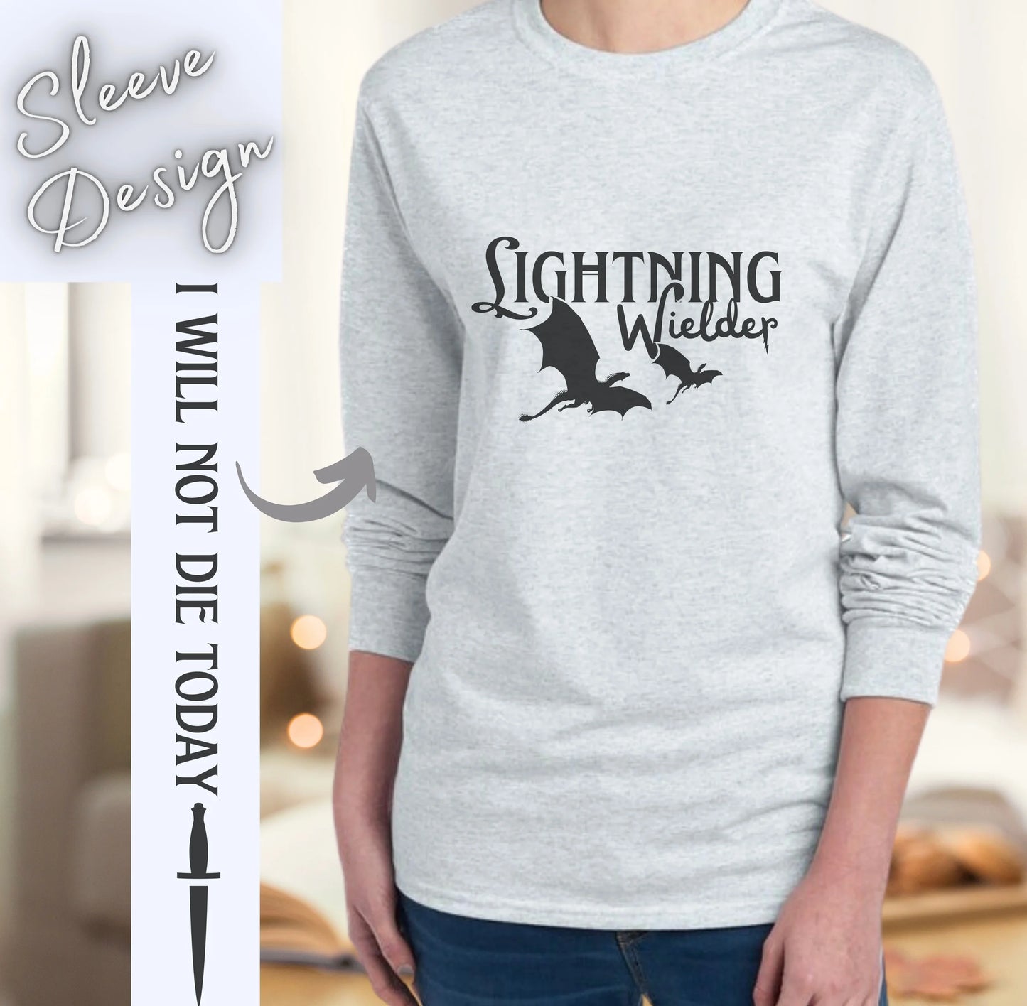 Officially Licensed FOURTH WING Long Sleeve Lightning Wielder T-shirt