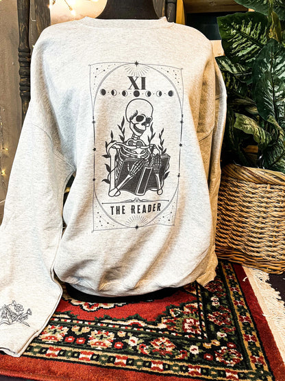 The Reader Tarot Card Crewneck Sweatshirt Ash Grey