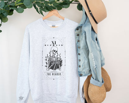 The Reader Tarot Card Crewneck Sweatshirt Ash Grey